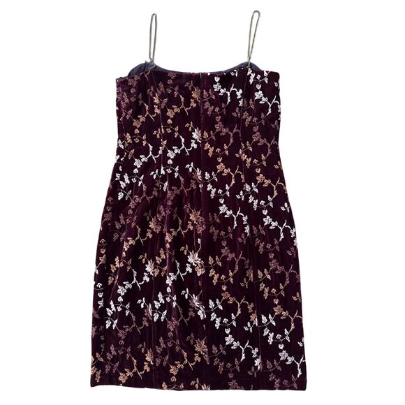 Vintage Oscar de la Renta Velvet Burnout Floral Slip dress chain straps M - Picture 8 of 17